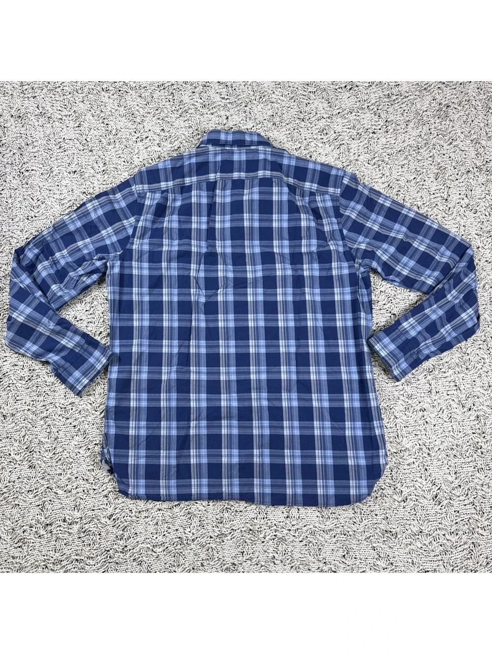 Banana Republic Camden Fit Men's L Woven Cotton Plaid Button-Down Shirt Blue